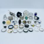 Lot of 35 Vintage Costume Rings – Mixed Styles