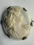 Victorian Carved Conch Shell Cameo Brooch