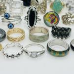 Lot of 35 Vintage Costume Rings – Mixed Styles
