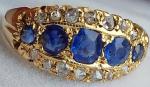 18Ct Gold Ceylon Sapphire Diamond Antique Ring