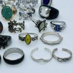 Lot of 35 Vintage Costume Rings – Mixed Styles