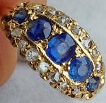 18Ct Gold Ceylon Sapphire Diamond Antique Ring
