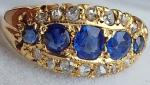 18Ct Gold Ceylon Sapphire Diamond Antique Ring