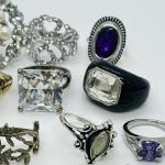 Lot of 35 Vintage Costume Rings – Mixed Styles