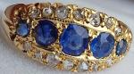 18Ct Gold Ceylon Sapphire Diamond Antique Ring