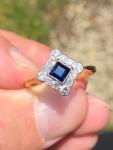 Art Deco Ceylon Sapphire & Diamond Engagement Ring