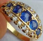 18Ct Gold Ceylon Sapphire Diamond Antique Ring