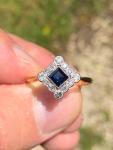 Art Deco Ceylon Sapphire & Diamond Engagement Ring