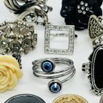 Lot of 35 Vintage Costume Rings – Mixed Styles