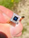 Art Deco Ceylon Sapphire & Diamond Engagement Ring