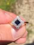 Art Deco Ceylon Sapphire & Diamond Engagement Ring