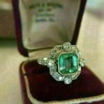 Art Deco 3.80CT Green Emerald 14K Ring