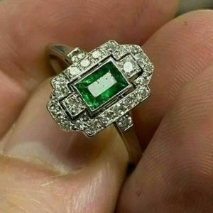 Art Deco 1.52Ct Emerald Cut Engagement Ring