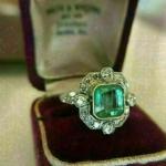 Art Deco 3.80CT Green Emerald 14K Ring