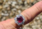 Vintage Ruby and Diamond Cluster Ring