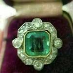 Art Deco 3.80CT Green Emerald 14K Ring