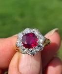 Vintage Ruby and Diamond Cluster Ring