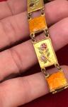 Antique Art Deco Enamel Flower Panel Bracelet