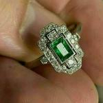 Art Deco 1.52Ct Emerald Cut Engagement Ring