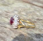 Vintage Ruby and Diamond Cluster Ring