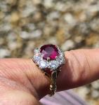 Vintage Ruby and Diamond Cluster Ring