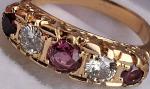 18Ct Gold Ruby Diamond Vintage Eternity Ring Size L/M