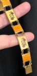 Antique Art Deco Enamel Flower Panel Bracelet