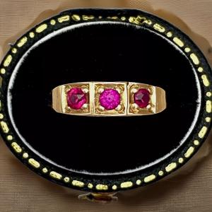 Victorian Rose Gold Antique Ruby Ring, Size K1/2