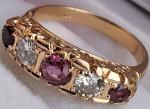 18Ct Gold Ruby Diamond Vintage Eternity Ring Size L/M