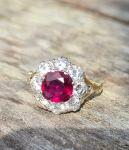 Vintage Ruby and Diamond Cluster Ring