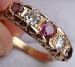 18Ct Gold Ruby Diamond Vintage Eternity Ring Size L/M