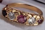 18Ct Gold Ruby Diamond Vintage Eternity Ring Size L/M