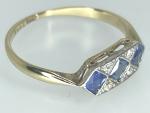 Art Deco 18ct Gold Sapphire Diamond Trilogy Ring