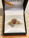 Antique Ruby Heart 18K Gold Plated Ring