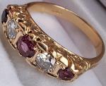 18Ct Gold Ruby Diamond Vintage Eternity Ring Size L/M