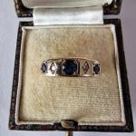 Vintage 9ct Yellow Sapphire Diamond Band Ring