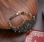 Vintage Gold Bracelet with Dark Grey Crystals