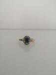 Antique Gold Ring with Sapphire and Diamonds