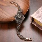 Vintage Gold Bracelet with Dark Grey Crystals