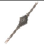 Vintage Gold Bracelet with Dark Grey Crystals