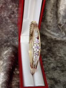 Vintage Rolled Gold Amethyst Paste Bangle 13.7g