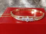 Vintage Rolled Gold Amethyst Paste Bangle 13.7g