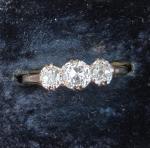 Antique Old Cut Diamond Trilogy Ring