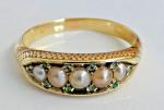 Victorian 15ct Gold Emerald and Pearl Ring