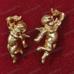 Vintage Gold Cherub Angel Stud Earrings