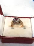 1848 Antique Diamond and Ruby Gold Ring Size O