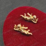 Vintage Gold Cherub Angel Stud Earrings