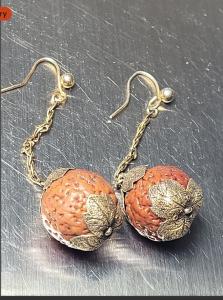 Victorian 9ct Gold Nut Antique Earrings