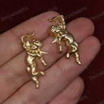 Vintage Gold Cherub Angel Stud Earrings