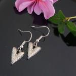 Textured Heart Dangle Antique Silver Earrings